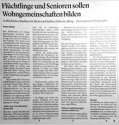 Flüchtlinge und Senioren sollen Wohngemeinschaften bilden